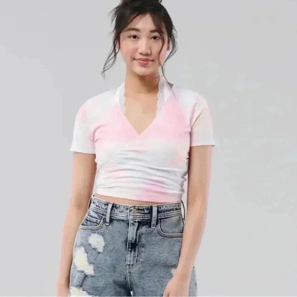 NWT  HOLLISTER 3 in 1 pastel cloud baby tee tie up/wrap top M - Picture 4 of 11